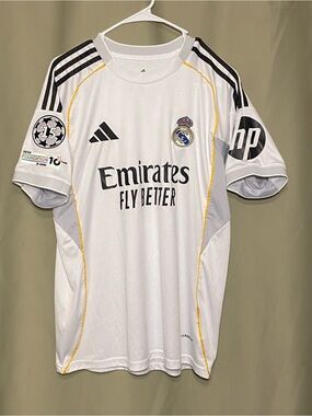 MBAPPE #10 Adidas Slim Fit Real Madrid Home Soccer Jersey  Match Style Mens M